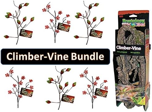 Over 5 Feet of Climber Vine for Reptiles &amp; BONUS 6 Pack of 12 Inch Climber Vine with Leaves Accents (Brown)