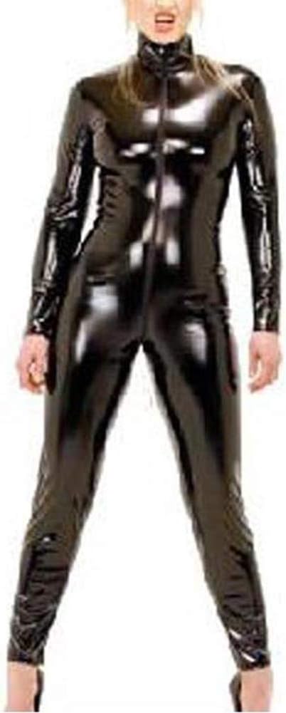 Women Catsuit Catwoman Costume Faux Leather PVC Jumpsuit Playsuit Sexy Wet Look Latex Unitard Bodysuit Clubwear Vinyl Fancy Dress