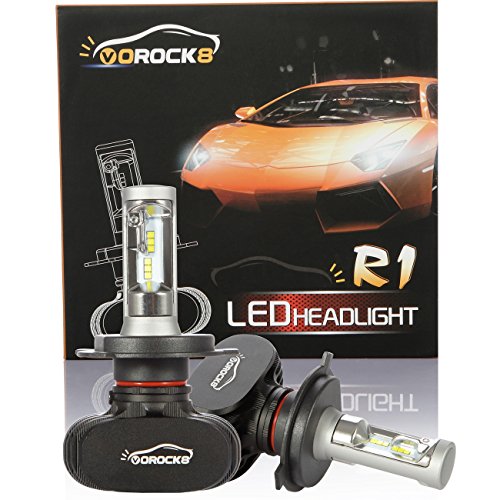 R1 CSP Seoul H4 9003 8000LM LED Headlight Conversion Kit, Hi/Lo beam headlamp, Dual Beam Head Light,No Fan design, HID or Halogen Head light Replacement, 6500K Xenon White, 1 Pair