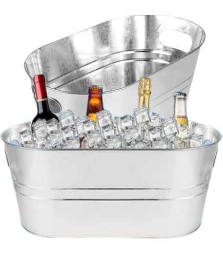 Cqxid Wine Set Under $15 Galvanized Metal Ice Buckets 4 Gallon Large Ice Buckets For Parties Wine Beverage Tub With Carry Handle For Home/Bar Beer