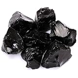 TGS Gems 1/2lb Bulk Size 1'' Rough Gemstones Black Obsidian Mine Reiki Healing Crystals Free Pouch