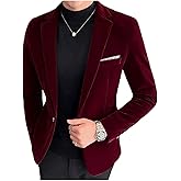 Mi Bo Tong Slim Fit Velvet Mens Blazer Peak Lapel One Button Tuxedos Jacket Wedding Party Coat
