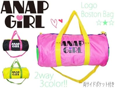 Amazon アナップガール Anap Girl 配色ロゴナイロンボストンバッグ One Black Anap Girl アナップガール ショルダーバッグ