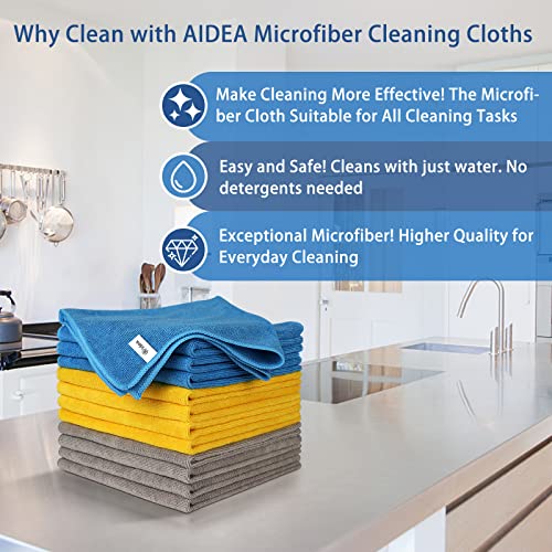 AIDEA Microfiber Cleaning Cloths, Extra Large & Thick(1.5Lb)12Pack