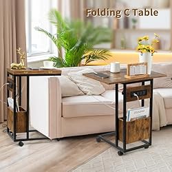 Hadulcet C Shaped End Table with Charging Station
