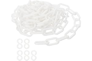 PATIKIL Plastic Chain Links, 10 Feet Safety Chains, White Plastic Chains for Barriers, Crowd Control, Queue Lines, Parking, Fences, Gate, Concerts, and Decoration