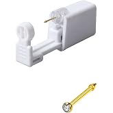 Nose Piercing Kit, Disposable Nose Piercing Gun with 2MM Nose Ring | Individually Packed, 2mm Nose Studs, Easy and Quick, Home Use, Gold Small Studs,Suitable for Women, Men