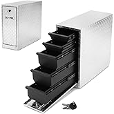 OLY-PRO Truck Bed Tool Box with 5-Drawer Slides | Lockable Heavy-Duty Tool Chest Storage for Pickup, Jobsite &amp; Side Trucks | 8-Inch Toolbox with Key (Silver Aluminum)