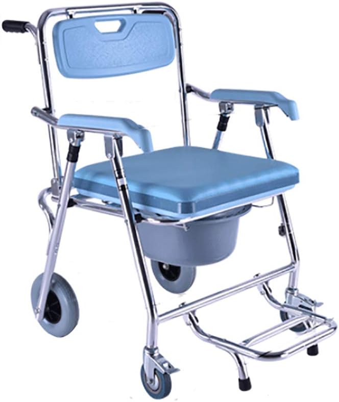 Toilet Wheelchair, Commode Mobile Chair,Toilet Chair,With Wheeled Seat,Foldable,With 4 Brakes