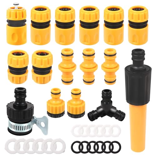 Quick Connector Hose 19 mm Hose Connector 16 Pieces | Garden Hose Fittings Parts and Fittings 1/2 in 3/4 in Watering Hose Nozzle for Garden Watering Car Wash