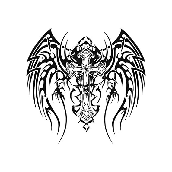 Gothic-Winged-Cross-Temporary-Tattoo