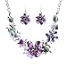 Leegoal Women Plated Oil Drip Rhinestone Flower Bib Necklace Earring Sets