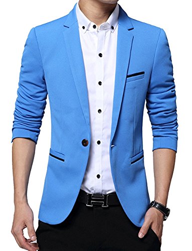 YIMANIE Men's Blazer Jacket Slim Fit Casual Single One Button Premium Lightweight Blazer Coat
