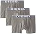 Diesel Men's Men's Sebastian 3-pack Essentials Boxer Brief Underwear, gray, M