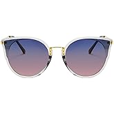 FEISEDY Vintage Polarized Cat Eye Sunglasses for Women Oversized Round Sunglasses Anti Glare B7000