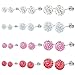 Charisma Rhinestone Crystal Ball Stud Earrings Gift Set for Women Teen Girls Disco Ball Hypoallergenic, 4-8MM (12 Pairs)