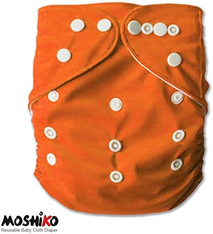 Reusable and Washable Pocket Baby Cloth Diaper Nappy by Moshiko (1 Diaper Cover + 1 FREE Insert) - All in One Size with Adjustable Snaps Fits Babies from Newborn thru Toddlers!