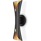 Tubicen Wall Sconces Dimmable Up and Down Indoor Theater Sconce Lights Black and Gold Hardwired Modern Decorative Wall Lights