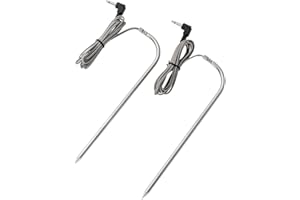 Suppmen 2 Packs Temp Meat Probe Replacement Parts for Pellet Grills and Smokers, 3.5 mm Plug，Comes with 1pc Cable Zip Ties