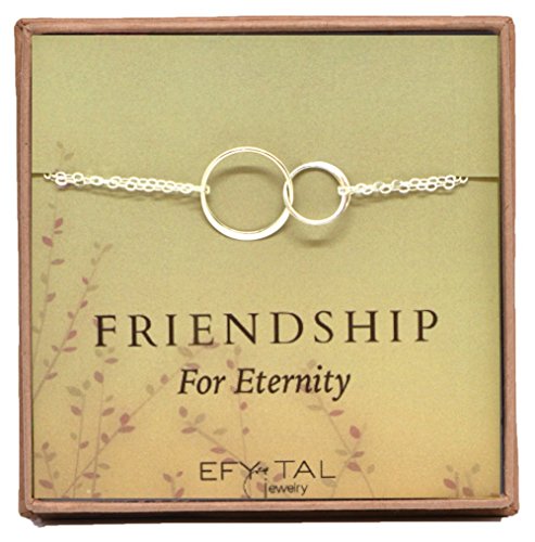 Sterling Silver Friendship for Eternity Bracelet, Two Interlocking Infinity Circles Gift For Best Friend