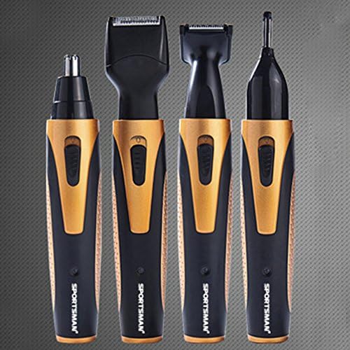 Nose Hair Trimmer 4-in-1 Lithium Powered Grooming Kit Nose Hair Device Beard Trimmer Razor Sideburn Trimmer Eyebrow Trimmer Water Resistant with Wet Dry System For Men Women (Golden)