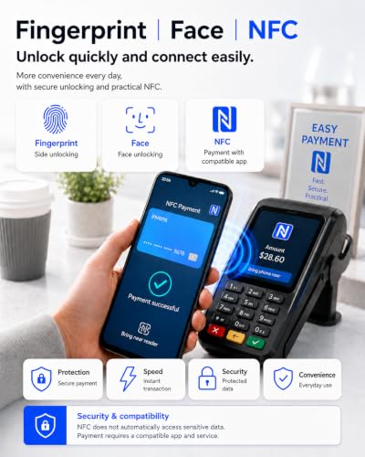 invens NOTE 5G Smartphone, Android 15 SIM Free & Unlocked Mobile Phone, 24GB RAM + 256GB ROM/1TB, 6.75" HD+ Display, 64MP+16MP Camera, 5280mAh/18W, Dual SIM/GPS/OTG/Face ID/Fingerprint/NFC