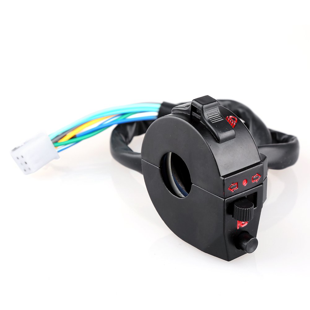 Qiilu Motorcycle Handlebar Horn High/Low Beam Turn Signal Switch Control Left Right Side