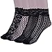 HDE Women's Lace Fishnet Ankle Socks Black Hollow Out Sheer Dress Socks (4 Pack)
