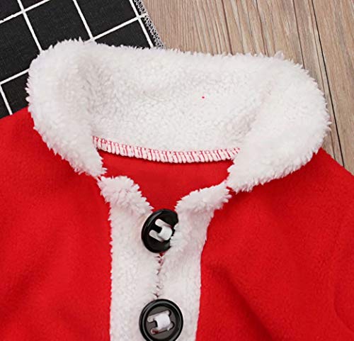 4PCS Infant Baby Santa Christmas Tops+Pants+Hat+Socks Outfits Costumes Size 18-24 Months/Tag90 (Red)