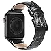 MARGE PLUS Compatible with Apple Watch Band 42mm 44mm, Genuine Leather Replacement Band Compatible with Apple Watch SE Series 6 5 4 (44mm) Series 3 2 1 (42mm), Bright Black Band/Black Adapter