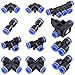 Hilitchi 12 Pcs 5/16” 8mm Od Plastic Push to Connect Fittings Kit Pneumatic 2 Elbows, 2 Union Tee, 2 Y Spliters 2 Straight Unions, 2 Cross Unions, 1 Manifold and Hand Valves-8mm Combo Pack