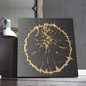 Gold Abstract Painting Artwork for Home Framed