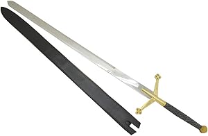 Medieval Warrior Fantasy Claymore Sword with Black Leather Sheath