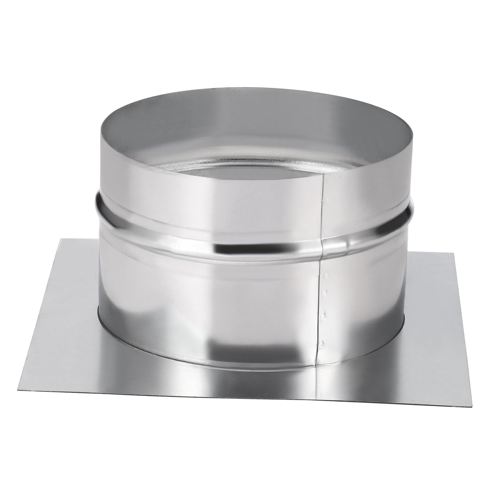 PATIKIL 5.7" Duct Connector Flange, Galvanized Air Ducting Mounting Plate Dryer Vent Chimney Top Plate Square to Round for Heating Cooling Ventilation HVAC Exhaust Fan Vent Systems