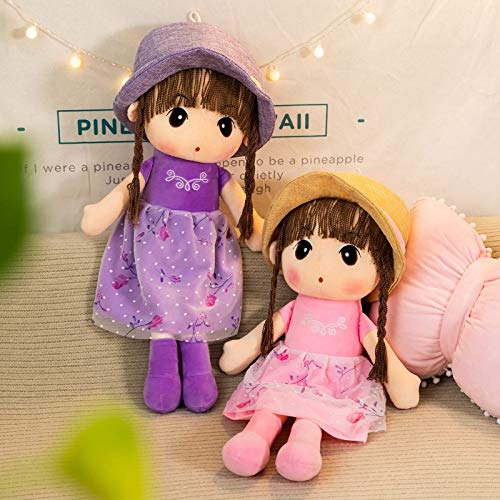 Sweetheart Soft Baby Doll Girl, Plush Stuffed Toy with Hat Skirt Plush Toy Baby Girls Sleeping Partner Doll Birthday Gift, 45cm
