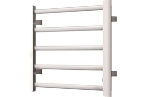 SHARNDY Electric Towel Warmer 5 Bars Heated Towel Rack Plug in Wall-Mounted Drying Rack with Hooks ETW29P Towel Heater 65W for Bathroom 17.72 x 21.65 x 3.74 inches