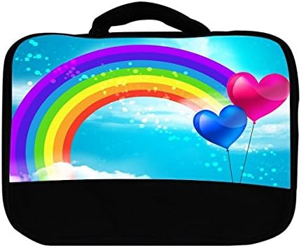 Cute Girly Rainbow and Hearts Print Canvas Lunch Bag