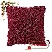 MIULEE 3D Decorative Christmas Romantic Valentines Stereo Chiffon Rose Flower Throw Pillow Cover Solid Festival Pillowcase for Girl Women Wedding Sofa Bedroom Car Decor 18x18 Inch Wine Red