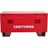 Craftsman 36-Inch Jobsite Box, Heavy Duty Job Box, Weather-Resistant, Red | Steel Job Site Toolbox for Trucks, Gas Strut Lift Assist, Recessed Dual Lock System, Forklift Rails &amp; Swing-Up Handles
