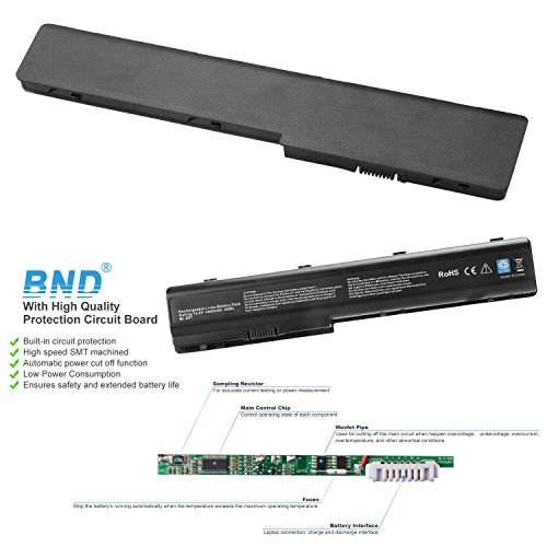 BND Laptop Battery for HP Pavilion DV7-3165DX DV7-1232NR DV7-1245DX DV7-1243CL DV7-3085DX DV7-3065DX, fits GA08 KS525AA HSTNN-IB75 HSTNN-DB75 480385-001 - 12 Months Warranty [4400mAh 8-Cell] - Thumbnail 4