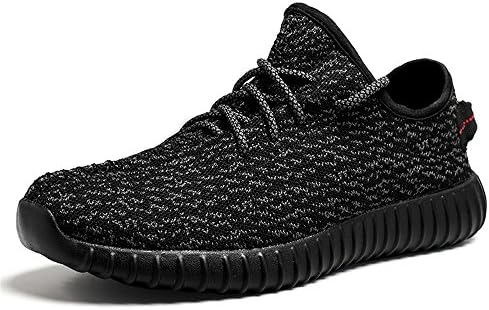 Saibhreas Men's Women's Running Shoes Lightweight Mesh Sneakers Breathable Casual (Women 10.5 B(M) US=Men 10 D(M) US/44EU, Grey/Black)