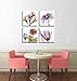 YPY 4 Panels Watercolor Colorful Flowers Wall Art - Multi Color Floral Picture Bedroom Decor - Abstract Elegant Flowers Canvas Painting for Girls Room (12