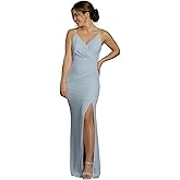 David's Bridal Chiffon Cowl Back V-Neck Sheath Dress
