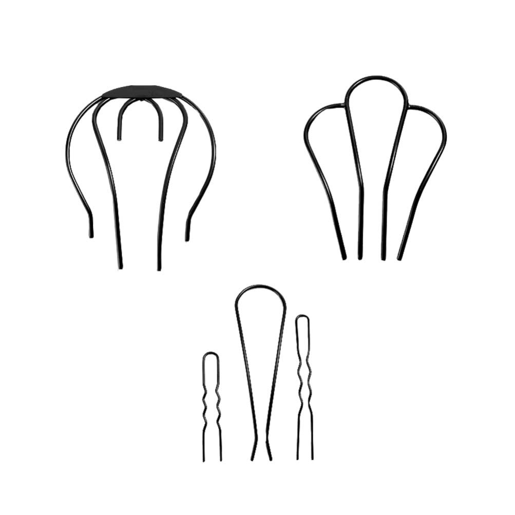 FRCOLOR 5Pcs Metal Hair Fork Simple U Shape Hair Pins Clips Grips Updo Hair Stick Ponytail Holder for Women Thick Hair Styling Tool Accessories Black