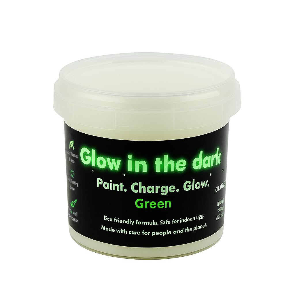 ABCUV Glow in the Dark Almost Transparent Paint (Green), water based glow phosphorescent paint 100 ml