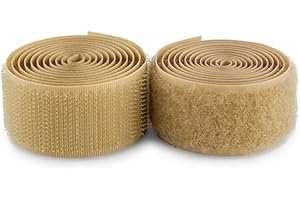 SHERIFFDRINK Beige Hook and Loop Tape 1 inch Sew On Tape Non-Adhesive Hook and Loop Tan Tape 1 Yard Length Fastener Tape Nylon Hook Loop Fabric Tape for Military Gear Uniform Clothes Bags Shoes DIY Crafts