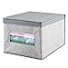 InterDesign Aldo Fabric Closet Storage Organizer Box for Clothing, Shoes, Handbags, Jeans - Large, Gray