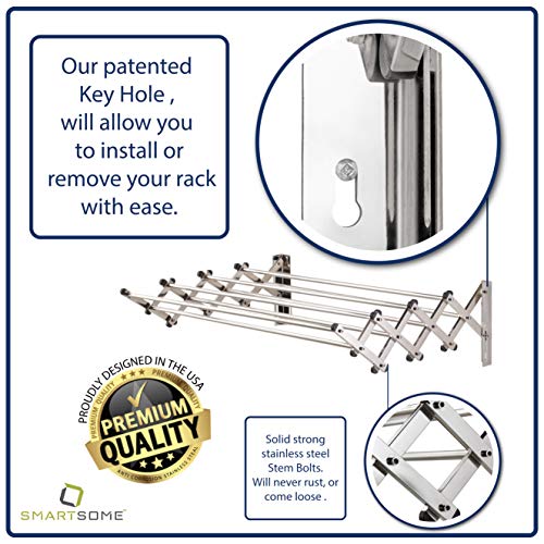 Smartsome Space Saver Fold Away Racks Stainless Steel Wall Mounted