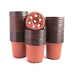 100 Pcs Plants Nursery Pots Seeding Nursery Pot, Yikush Reusable Plastic Plants Nursery Pots Seeding Flower Plant Container Seed Starting Pots