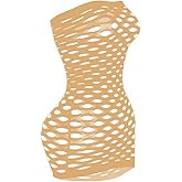 Vorifun Sexy Womens Strapless Fishnet Lingerie Sleepwear Mini Dress Tube Chemise Bodysuit One Size